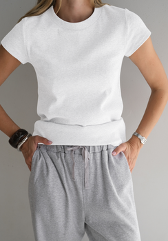 Miann & Co Women - Sky Cap Sleeve Jersey Rib T-Shirt - Shell