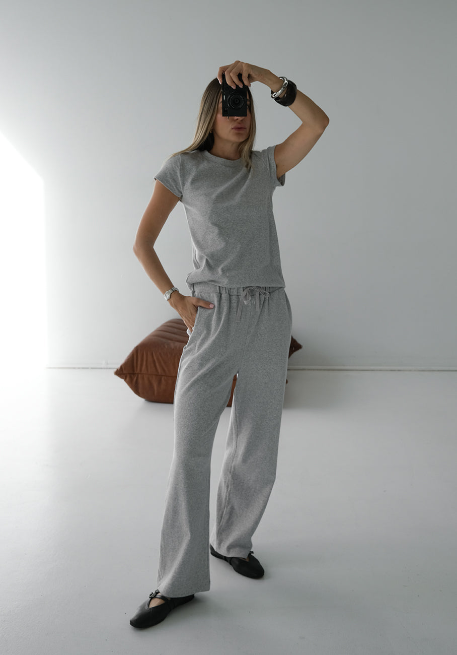 Miann & Co Women - Opal Jersey Rib Wide Leg Pants - Cloud