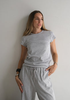 Miann & Co Women - Sky Cap Sleeve Jersey Rib T-Shirt - Cloud