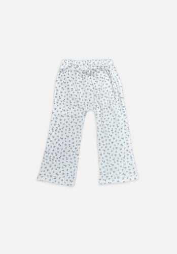 Miann & Co Kids - Wide Leg Jersey Pants - Cornflower Posy Pointelle