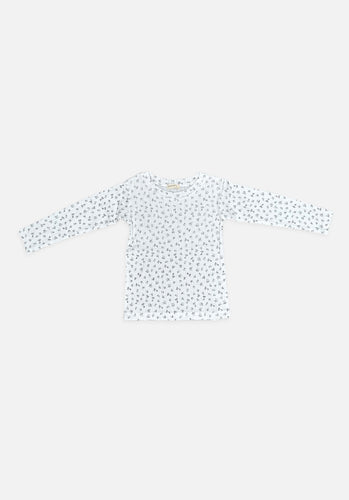 Miann & Co Kids - Long Sleeve Rib T-Shirt - Cornflower Posy Pointelle