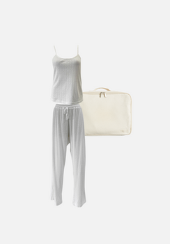 Gift Pack - Brooklyn Strappy Tank & Keira Wide Leg Pants - Frost Pointelle
