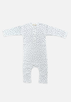 Miann & Co Baby - Long Sleeve Button Down Jumpsuit - Cornflower Posy Pointelle