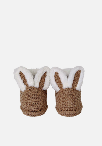 Miann & Co - Knitted Bunny Booties - Café Au Lait