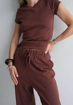 Miann & Co Women - Sky Cap Sleeve Jersey Rib T-Shirt - Coco