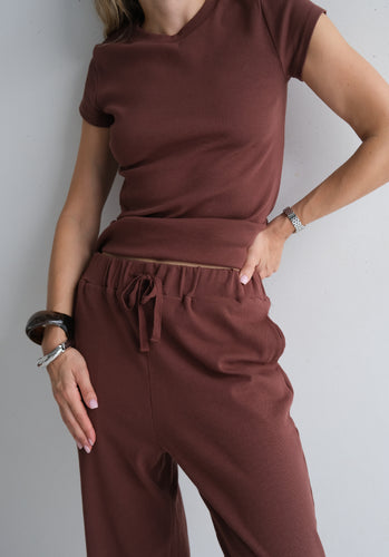 Miann & Co Women - Sky Cap Sleeve Jersey Rib T-Shirt - Coco