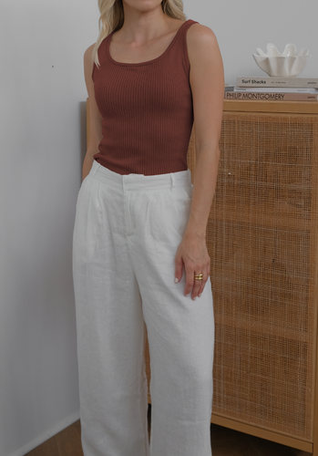 Miann & Co Women - Maeve Racerbank Jersey Rib Tank - Coco