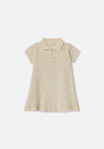 Miann & Co Kids - Texture Rib Polo Dress - Biscotti Speckle