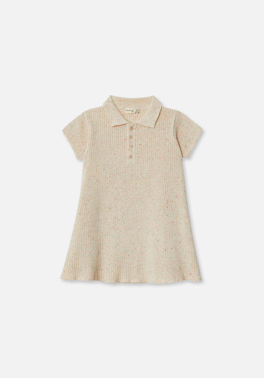 Miann &amp; Co Kids - Texture Rib Polo Dress - Biscotti Speckle