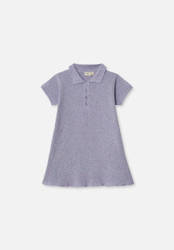 Miann & Co Kids - Texture Rib Polo Dress - Lavender Speckle