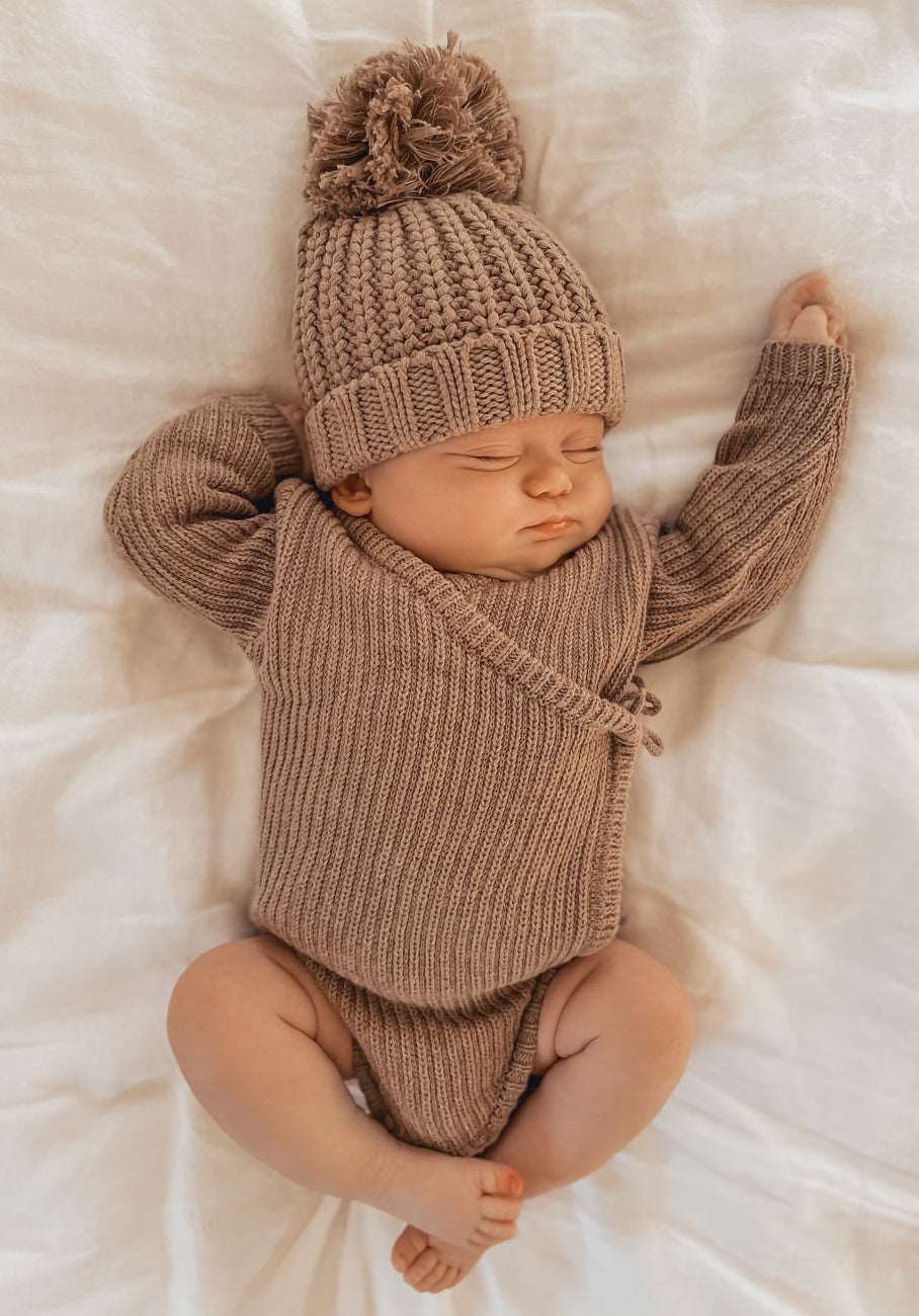 Miann &amp; Co Baby - Knit Wrap Bodysuit - Oatmeal