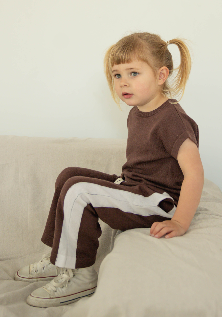 Miann &amp; Co Kids - Knit Side Stripe Pants - Espresso