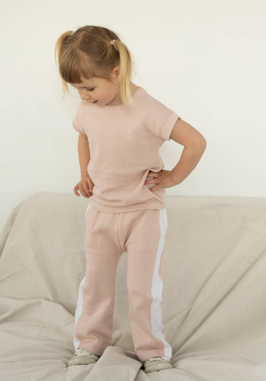 Miann &amp; Co Kids - Knit Side Stripe Pants - Ballet Pink