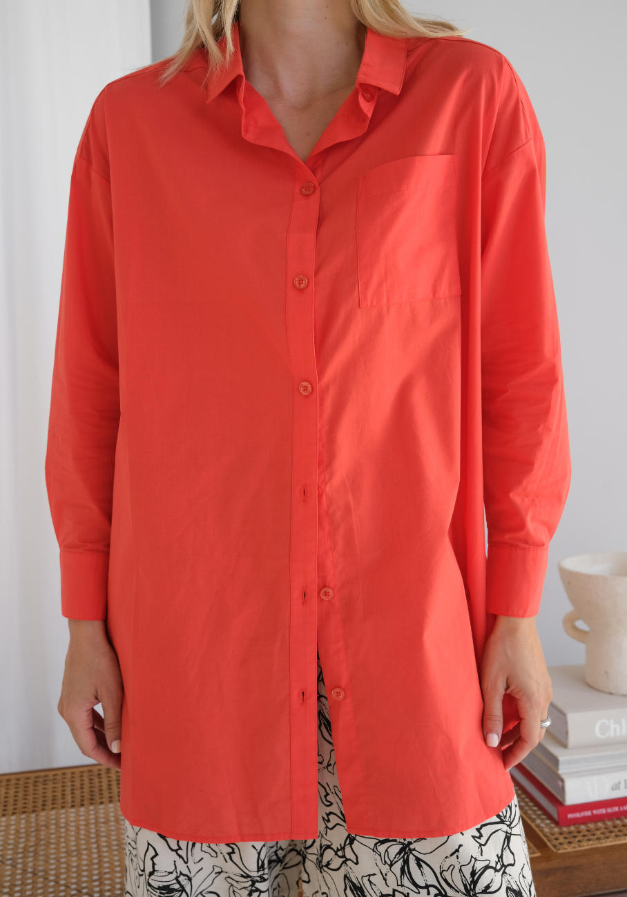 Miann & Co Womens - Bowie Long Sleeve Shirt - Tomato