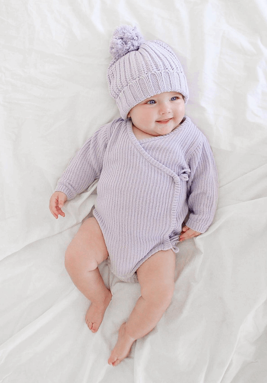 Miann &amp; Co Baby - Knit Wrap Bodysuit - Lavender