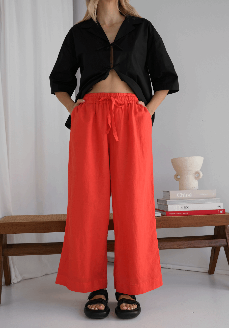 Miann &amp; Co Womens - Anais Elasticated Waist Pant - Tomato