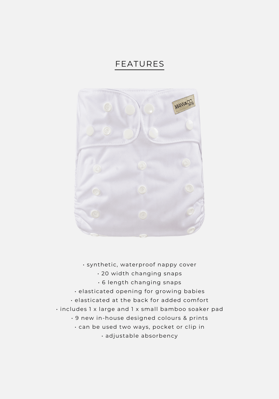 Miann &amp; Co - Modern Cloth Nappy - Optic White