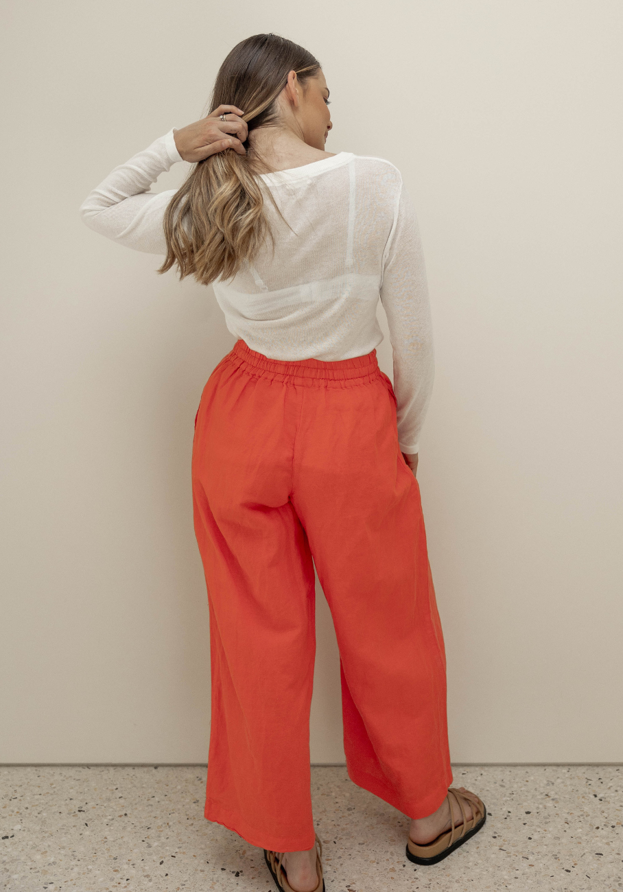 Miann &amp; Co Womens - Anais Elasticated Waist Pant - Tomato