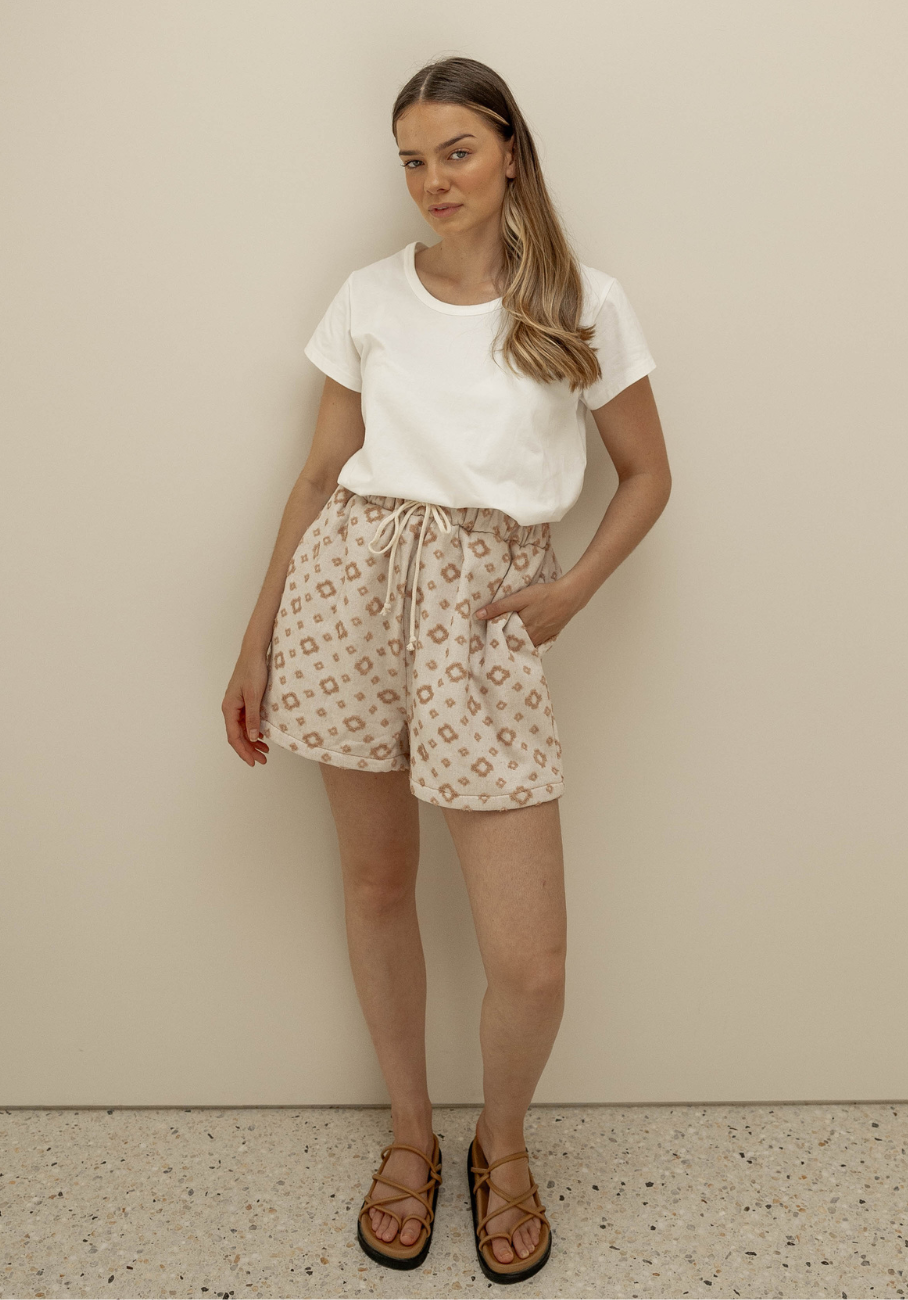 Miann &amp; Co Womens - Pearl Terry Towelling Shorts - Terracotta Geo