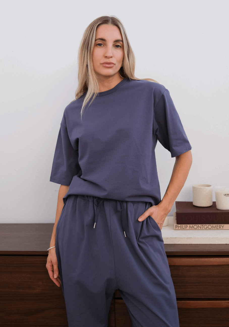 Miann & Co Womens - Lexi Oversized Boxy Jersey T-Shirt - Midnight