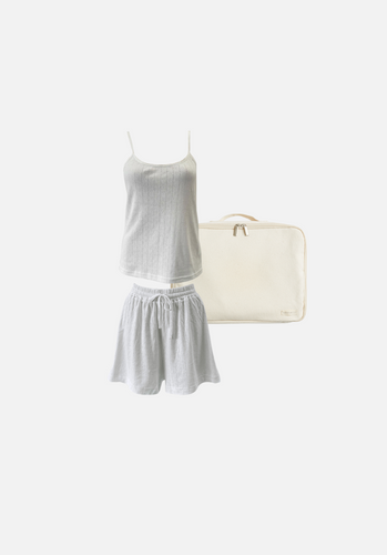 Gift Pack - Brooklyn Strappy Tank & Jordy Shorts - Frost Pointelle