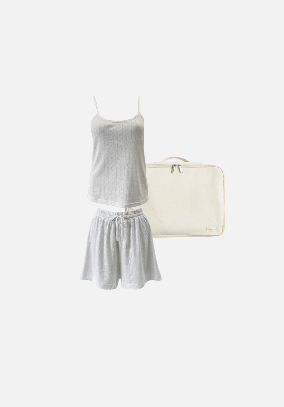 Gift Pack - Brooklyn Strappy Tank &amp; Jordy Shorts - Frost Pointelle