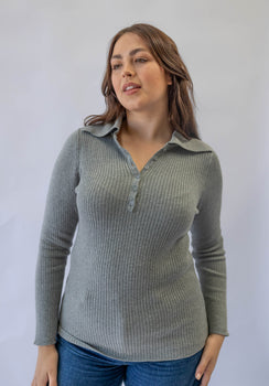 Miann & Co Womens - Shania Button Down Long Sleeve Top - Charcoal