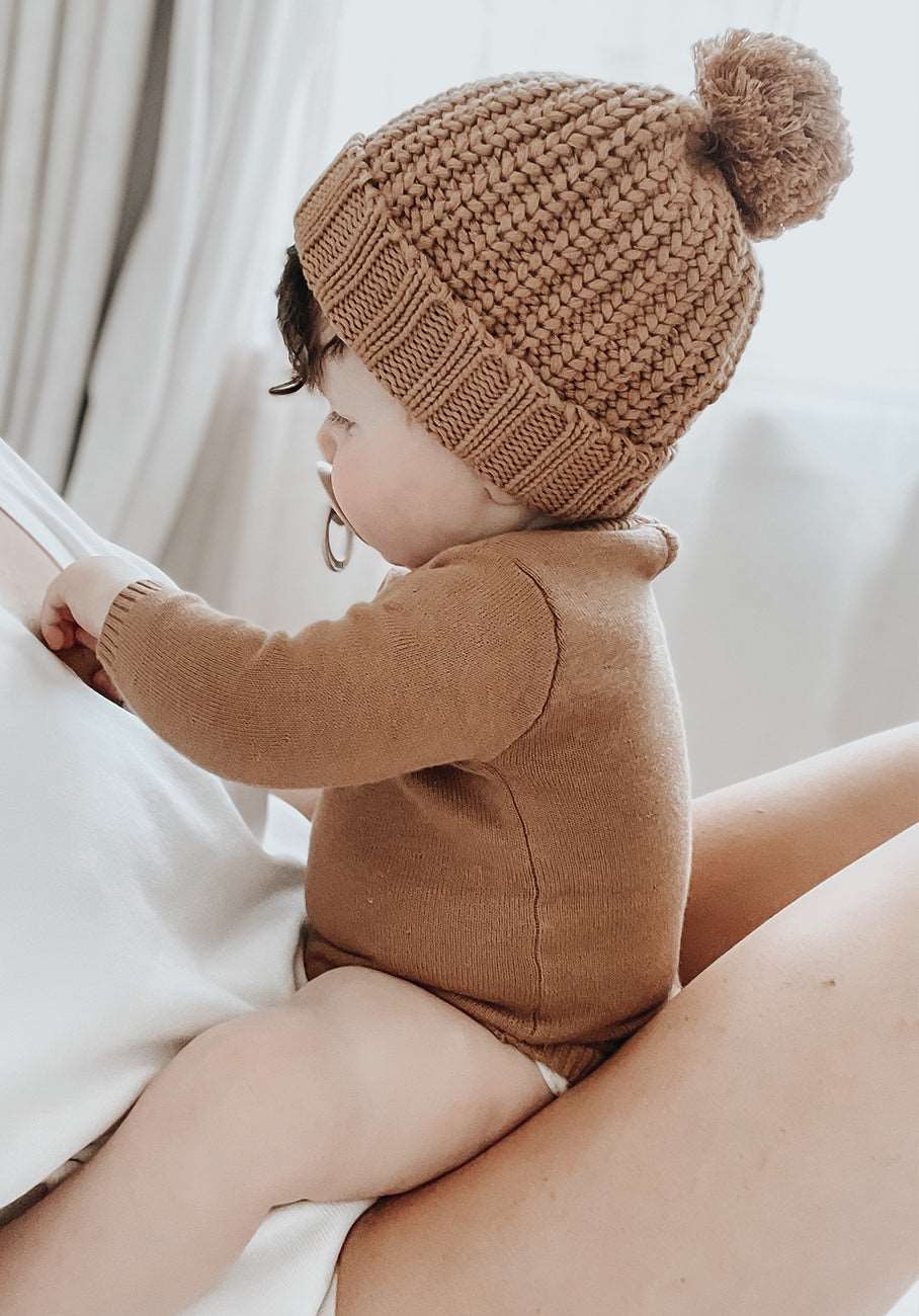 Miann &amp; Co Baby - Long Sleeve Knit Bodysuit - Caramel