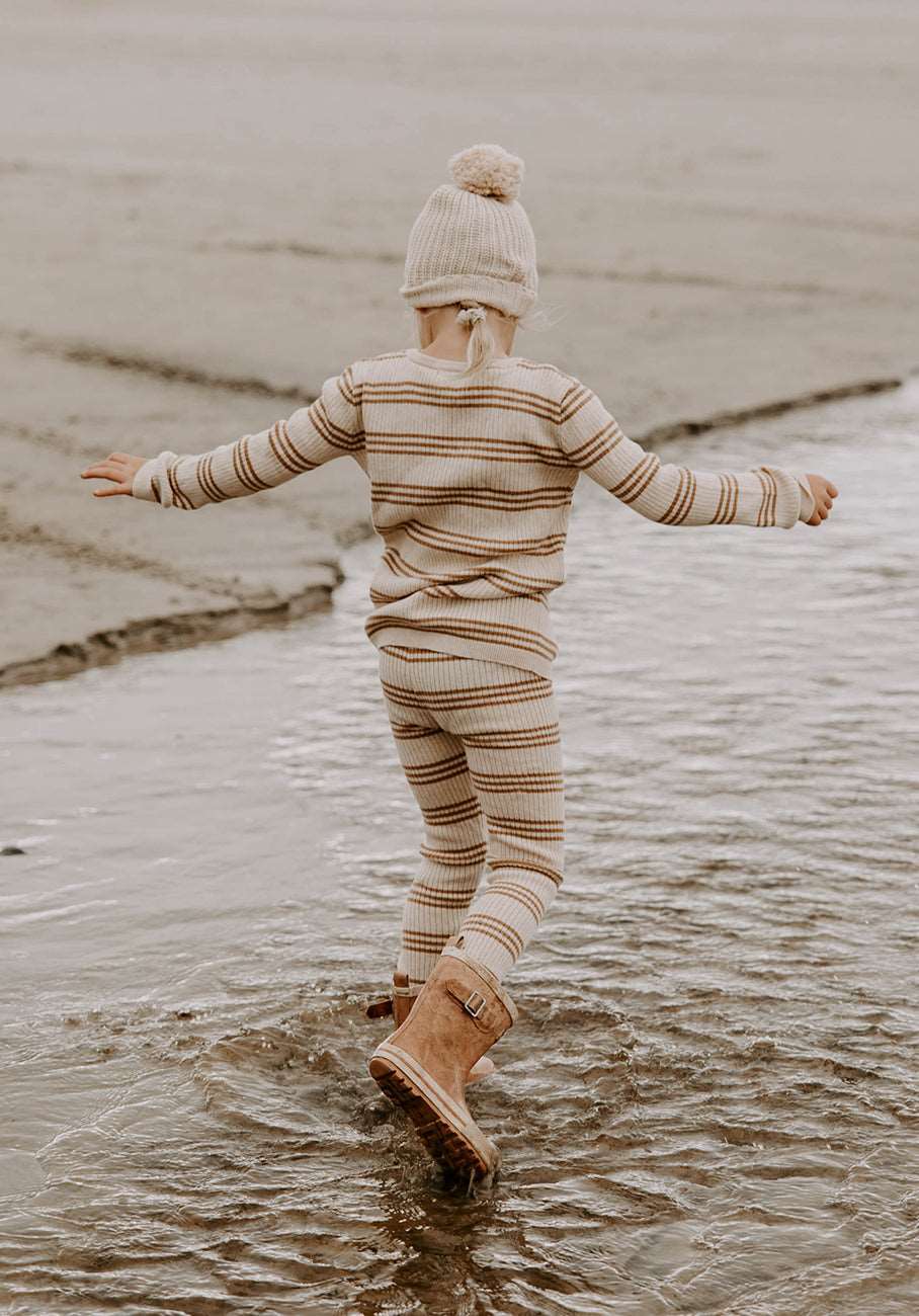 Miann &amp; Co Kids - Texture Rib Legging - Truffle Stripe