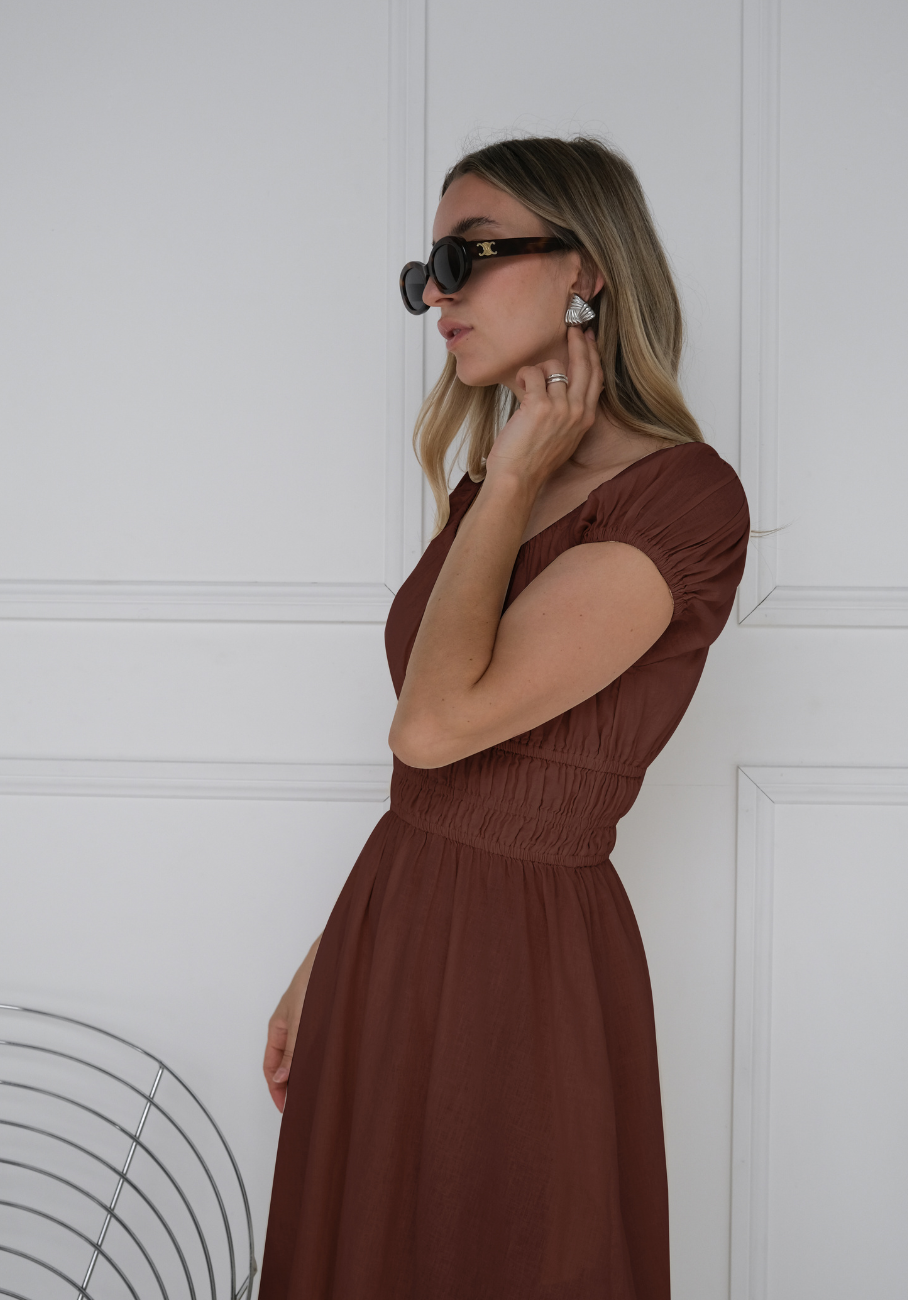 Miann & Co Woman - Clara Shirred Bust Midi Dress - Coco