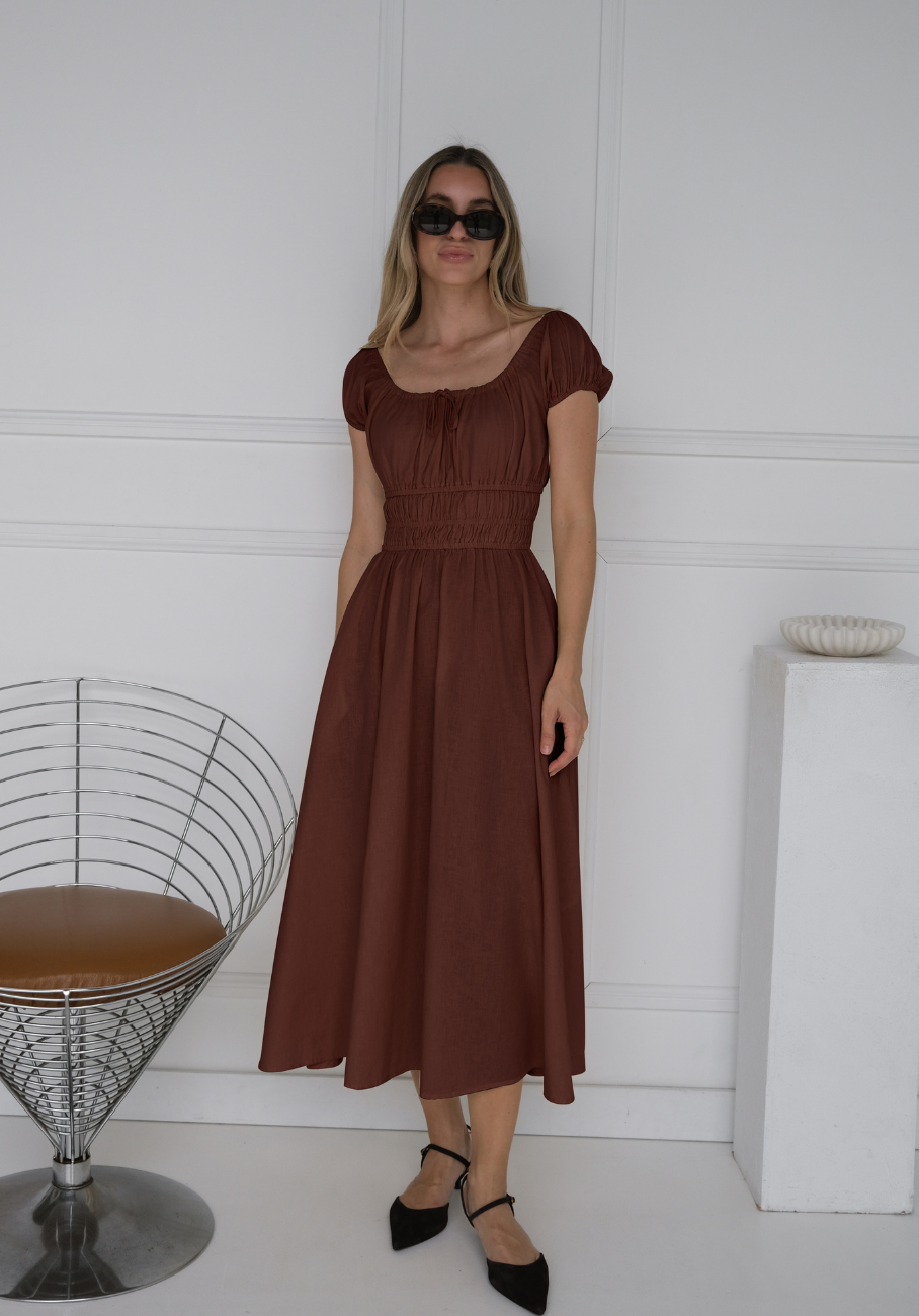 Miann & Co Woman - Clara Shirred Bust Midi Dress - Coco