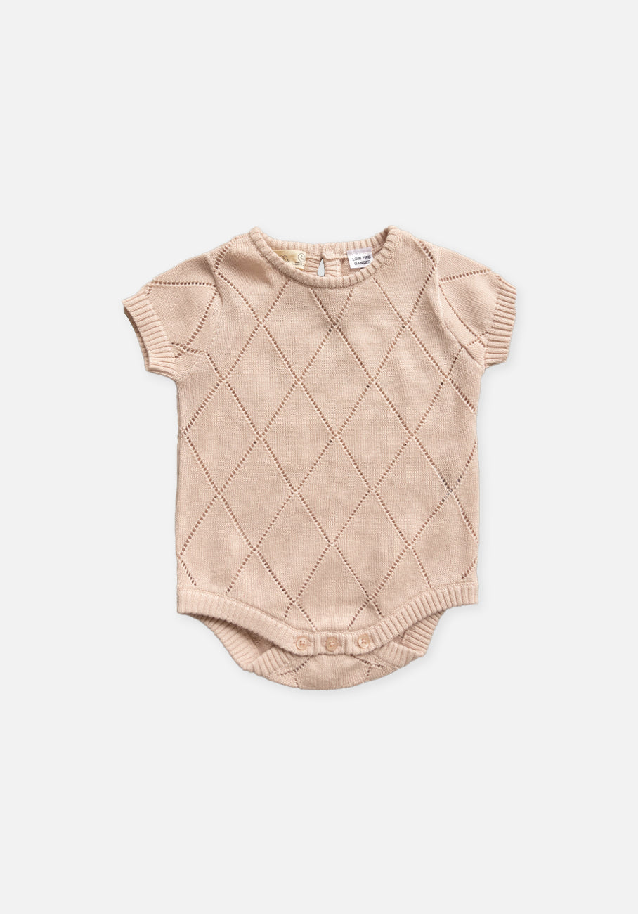 Miann &amp; Co Baby - Open Knit Short Sleeve Bodysuit - Ballet Pink