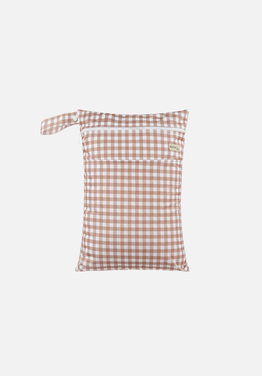 Miann &amp; Co - Reusable Wet Bag - Café Au Lait Gingham