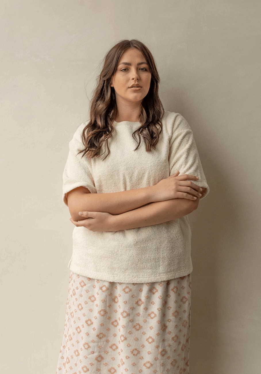 Miann &amp; Co Womens - Kai Terry Towelling Boxy T-Shirt - Tofu