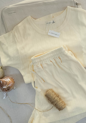 Gift Pack - Sky Cap Sleeve Fitted T-Shirt & Jordy Shorts - Butter Pointelle