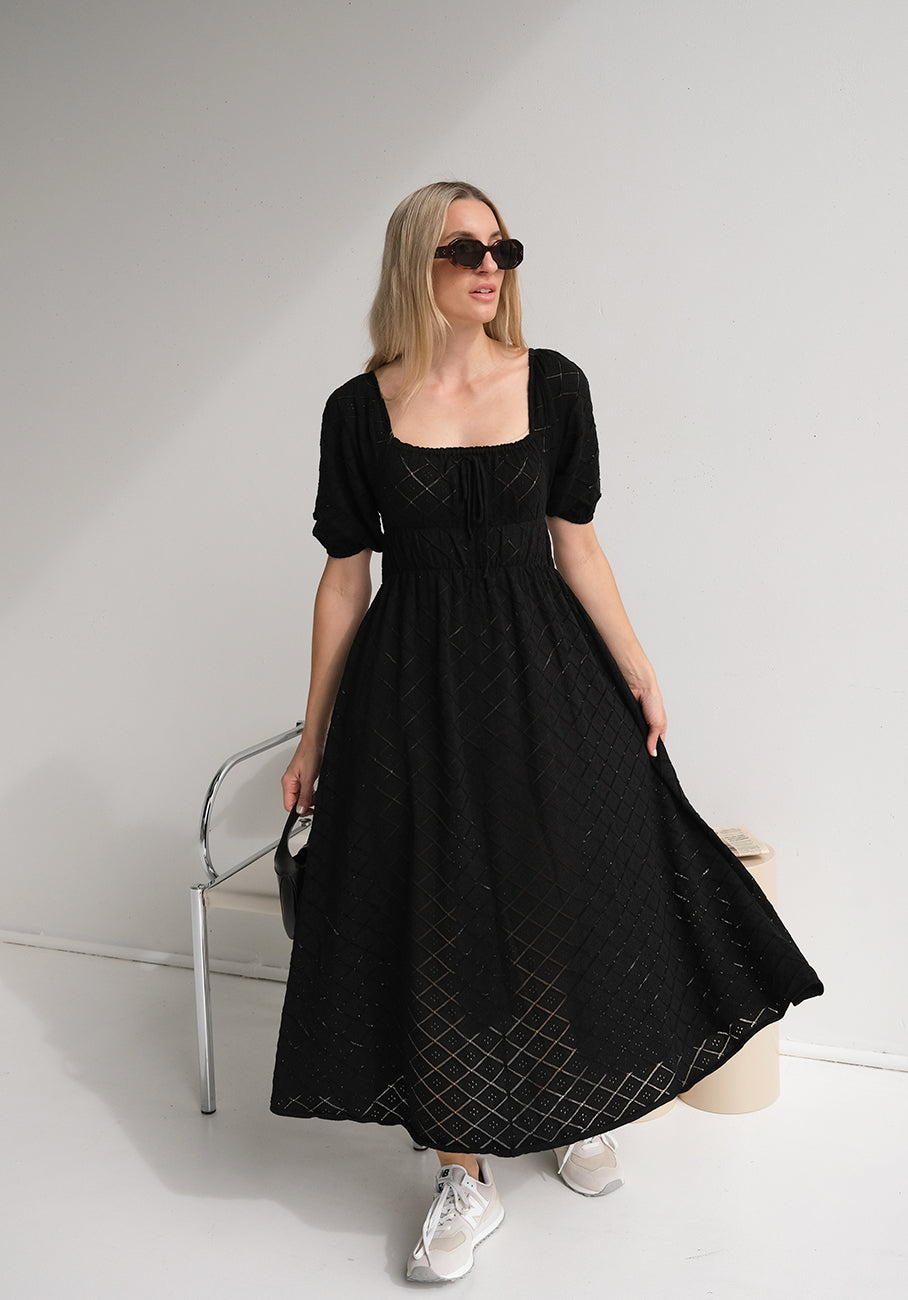 Black milkmaid hot sale dress