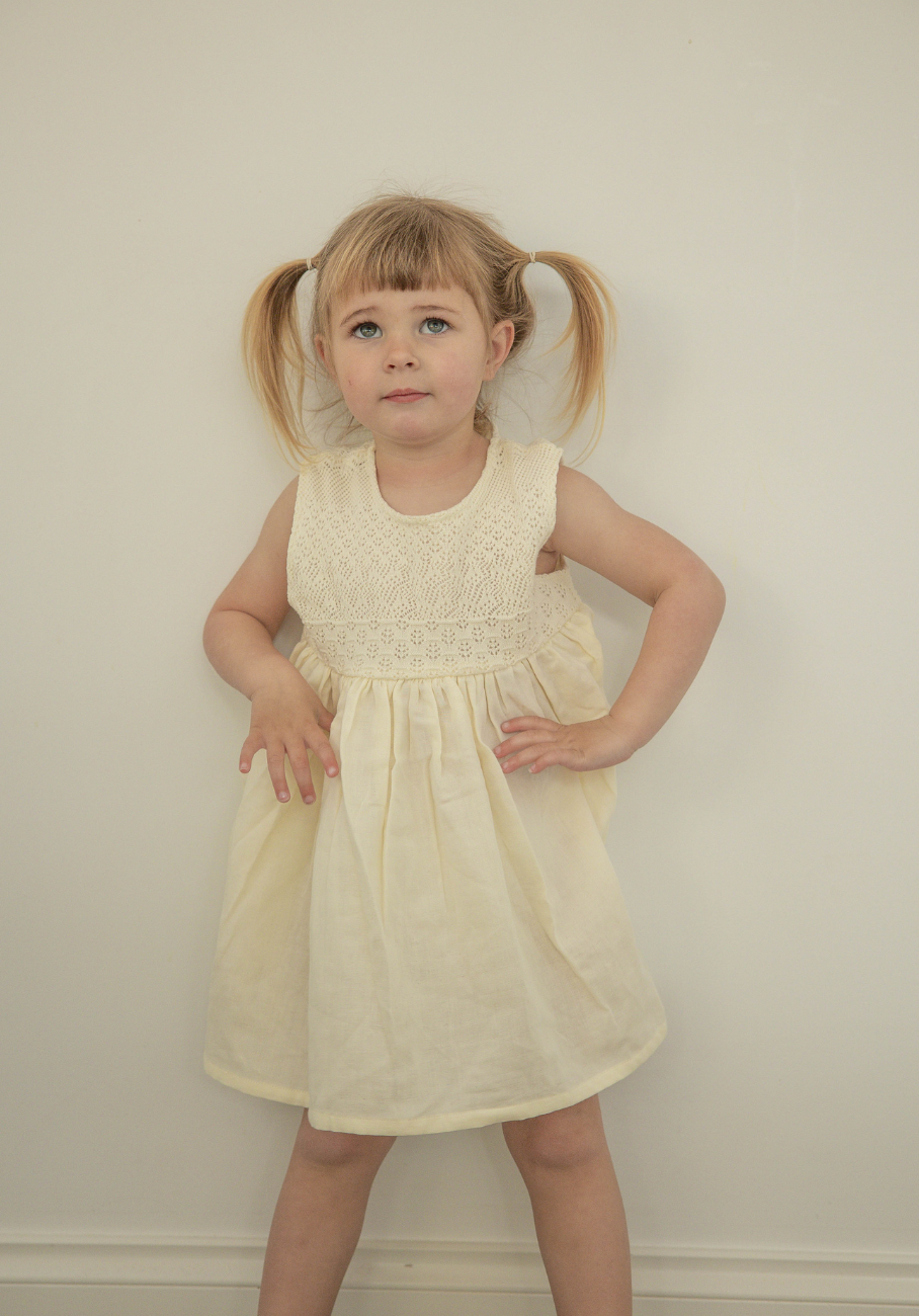 Miann &amp; Co Kids - Crochet Detail Sleeveless Dress - Lemon