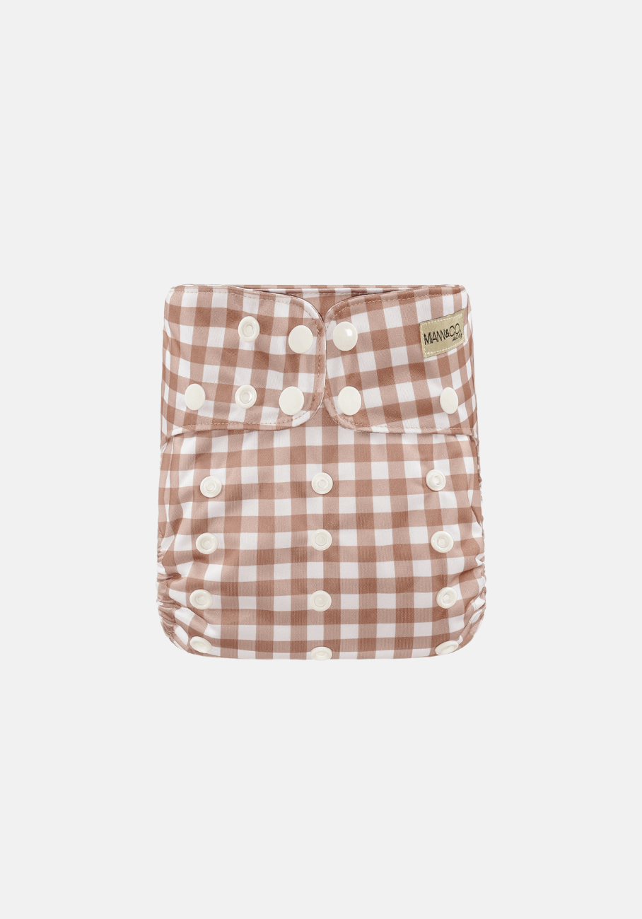 Miann &amp; Co - Modern Cloth Nappy - Café Au Lait Gingham