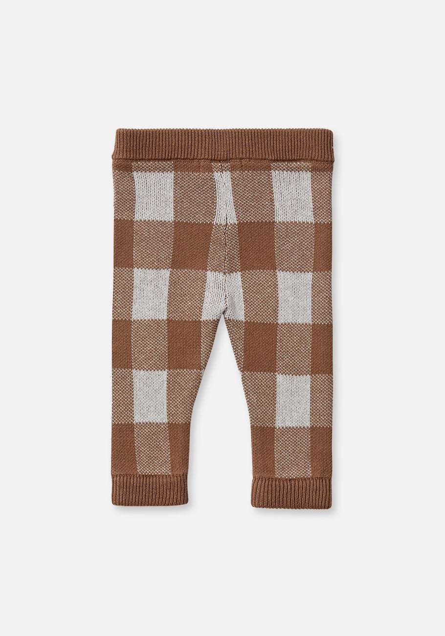 Miann &amp; Co Kids - Knitted Legging - Café Au Lait Gingham