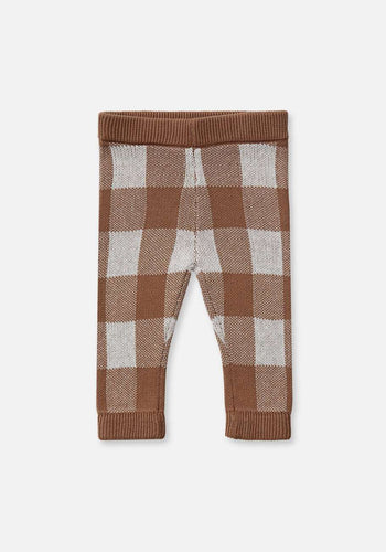 Miann & Co Baby - Knitted Legging - Café Au Lait Gingham