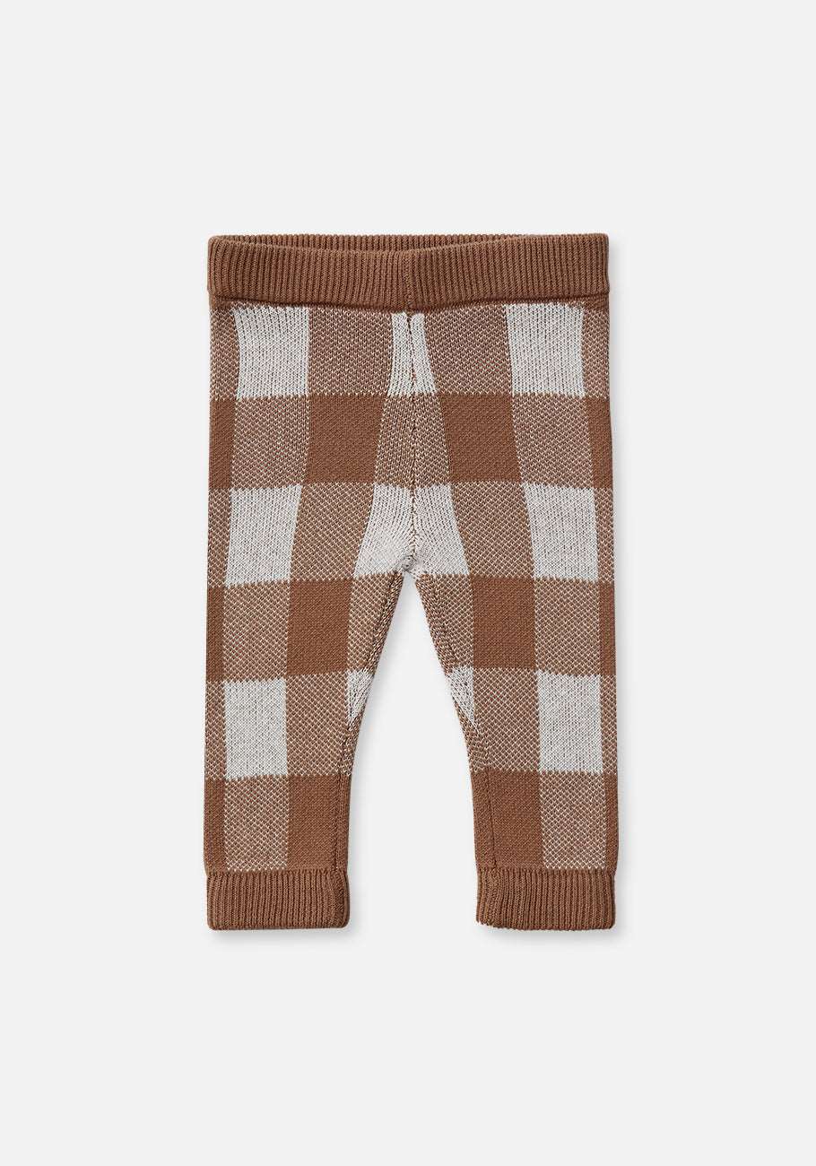 Miann &amp; Co Baby - Knitted Legging - Café Au Lait Gingham