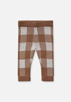 Miann & Co Kids - Knitted Legging - Café Au Lait Gingham