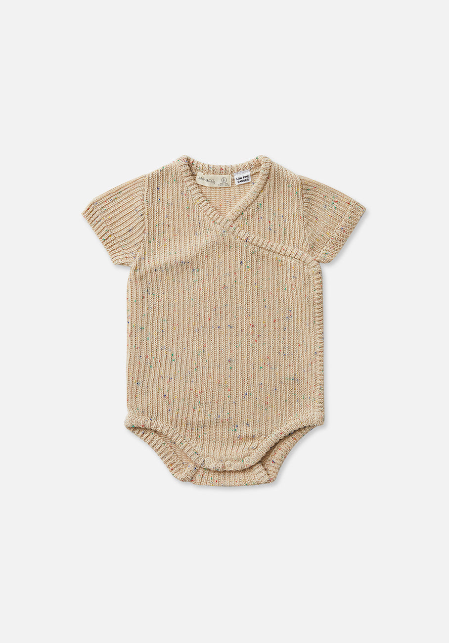 Miann & Co Baby - Knit Wrap Bodysuit - Oatmeal