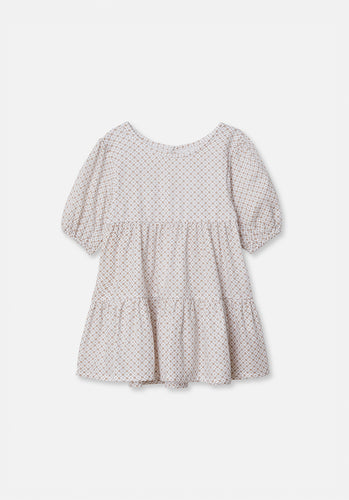 Miann & Co Baby - Puff Sleeve Tiered Dress - Geo Print