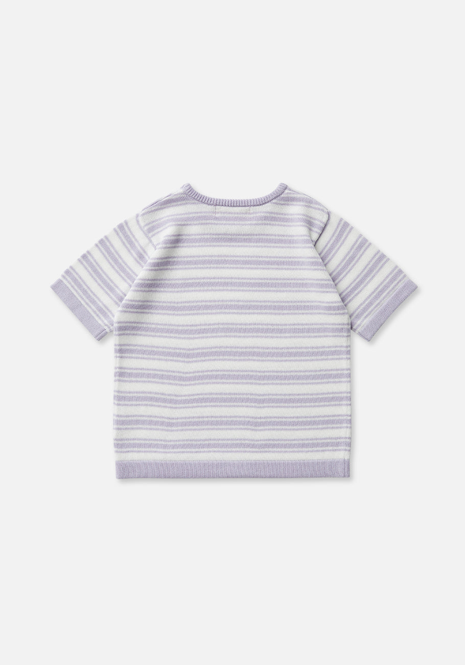 Miann &amp; Co Baby - Boxy Knit T-Shirt - Lavender Stripe