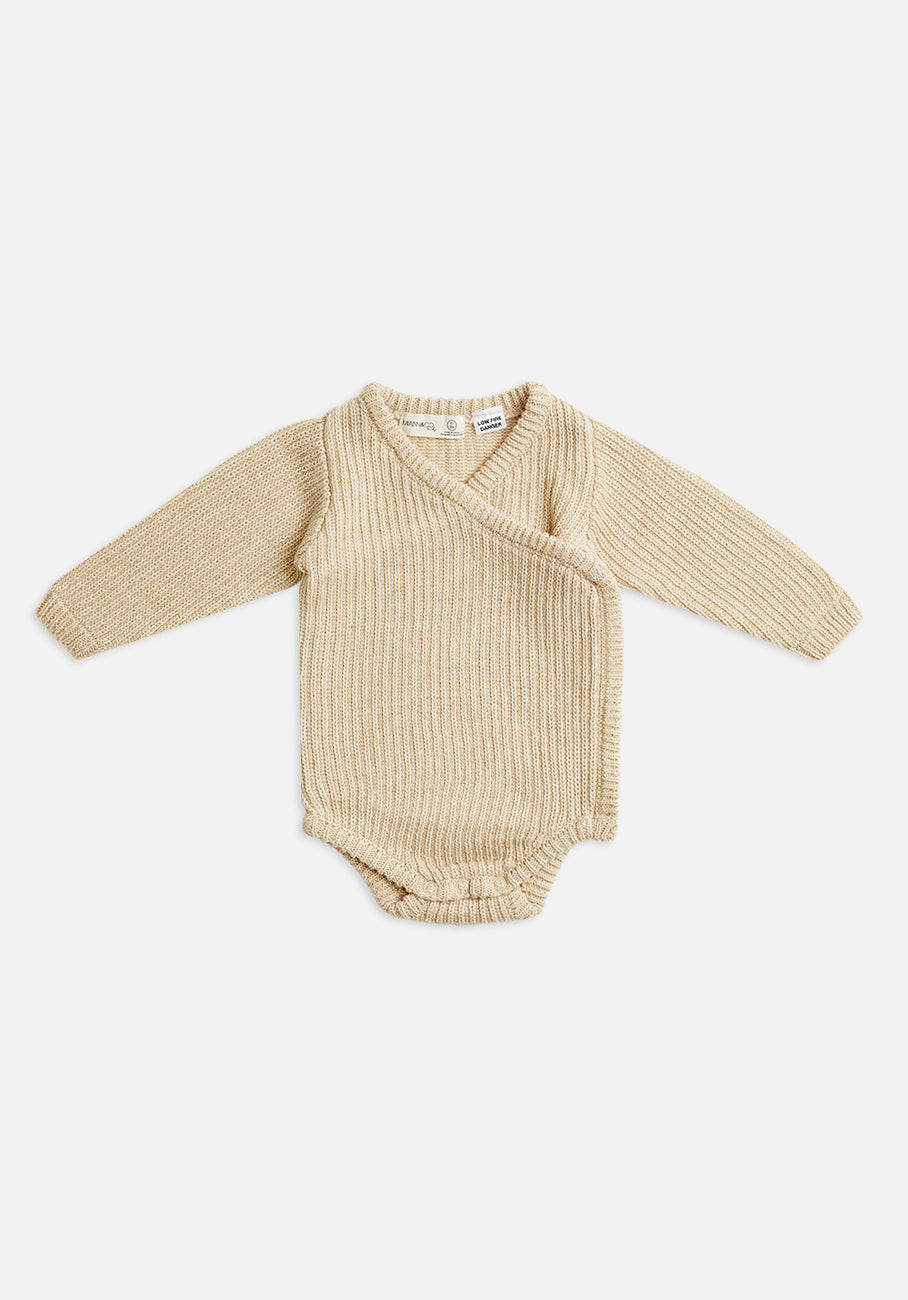Miann & Co Baby - Knit Wrap Bodysuit - Truffle