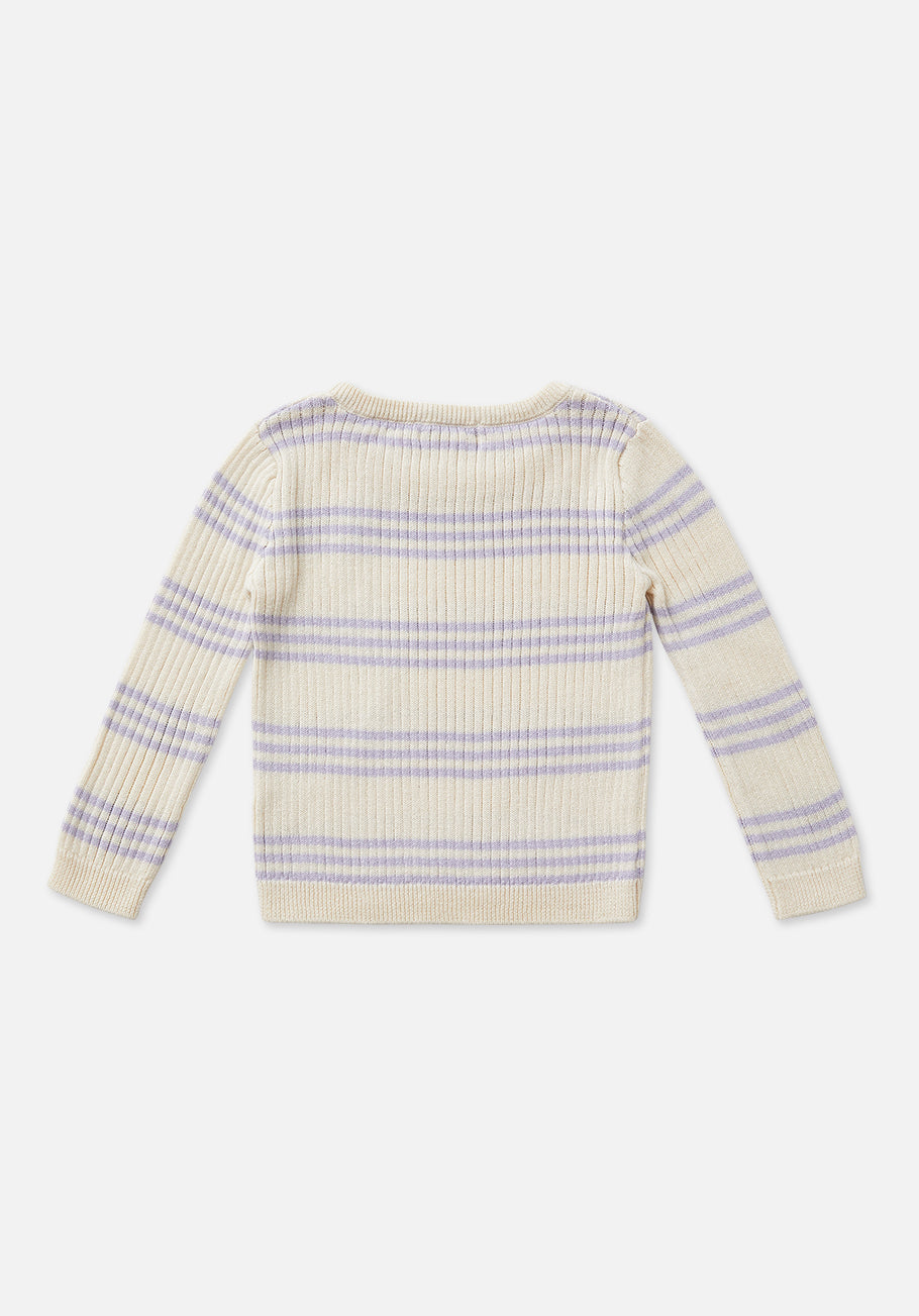 Miann &amp; Co Kids - Texture Rib Long Sleeve Tee - Lavender Stripe